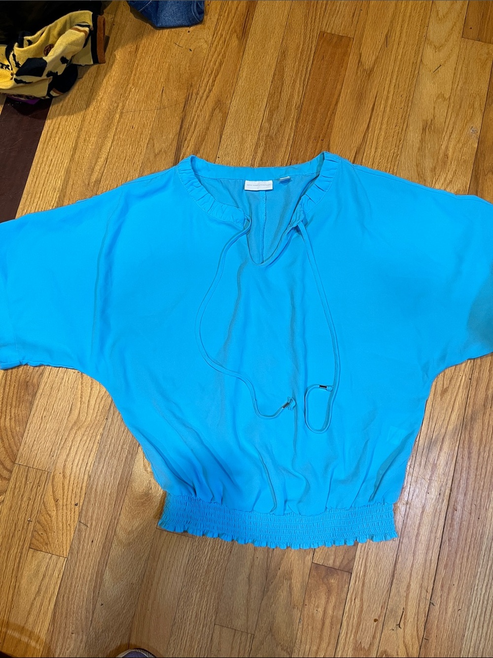 New York & Company Bright Turquoise Drawstring Dolman Tunic